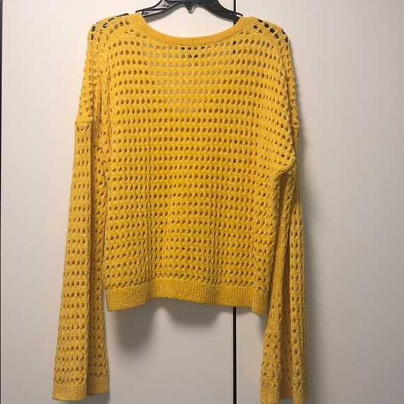 Express Yellow Open Stitch Top - Picture 3 of 5